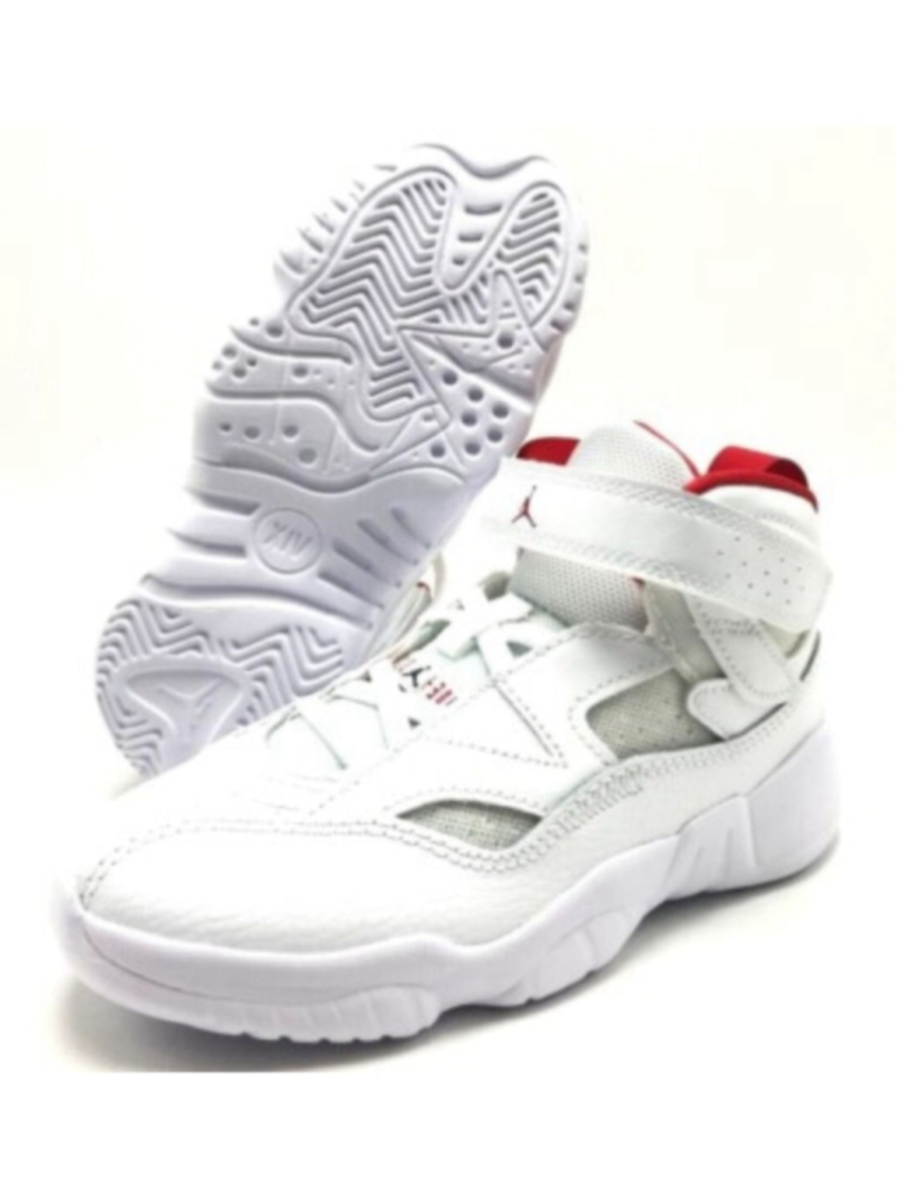 Jordan Jumpman Trey White Orange Leather Kids Athletic Sneakers Size 11C